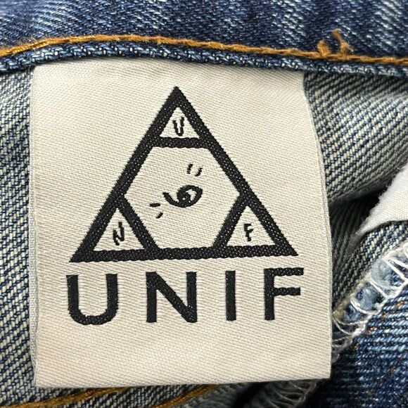 UNIF High-Rise Cutoff Shorts Women’s Size 28 Distressed Denim Y2K Grunge - Picture 11 of 13